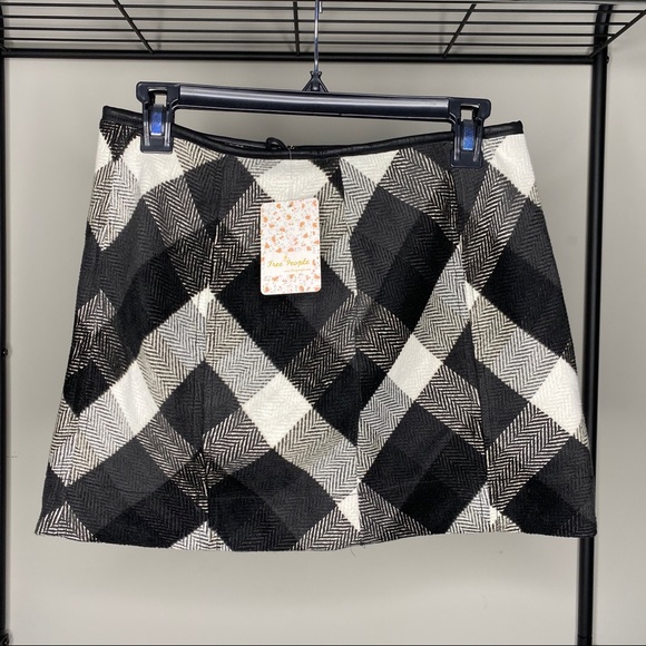 Free People Black and White Twiggy Wool Mini Skirt - Picture 1 of 5